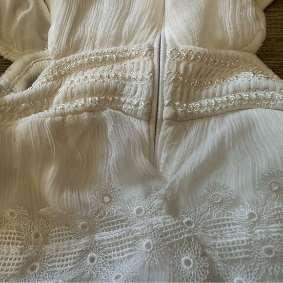 Rococo Sand Tessa Lace Tiered Mini Dress in White NWT Size Med Retail $490 - Picture 6 of 6